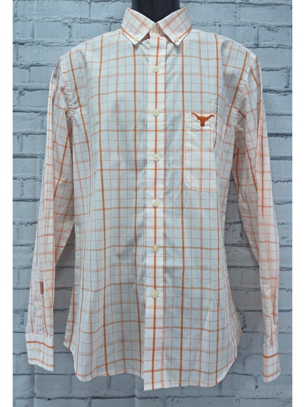 Antigua Texas Longhorns Orange Plaid Button-Up Shirt Medium